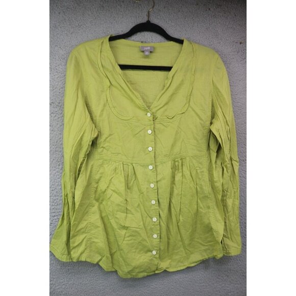 J.Jill Kelly Green Long Sleeve Button Down Tunic-Size Large/P - Picture 1 of 7